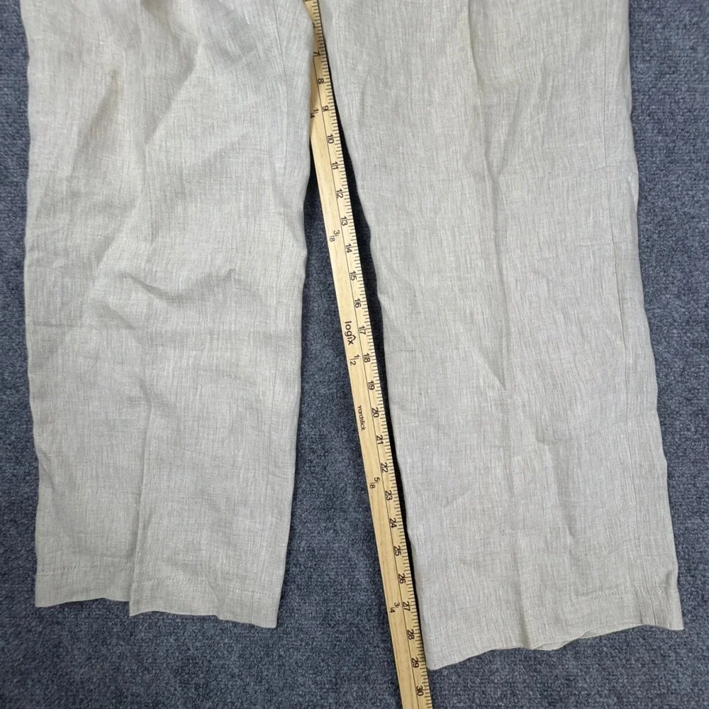 Haspel Mens 36R Oatmeal Beige 100% Linen Oxford Plain Front Trousers Pants 36x29